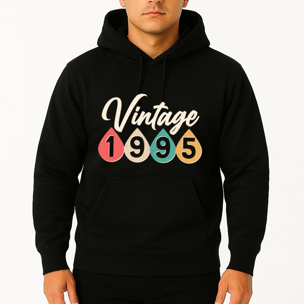 Vintage 1995 30th Birthday Retro Teardrop Design Hoodie