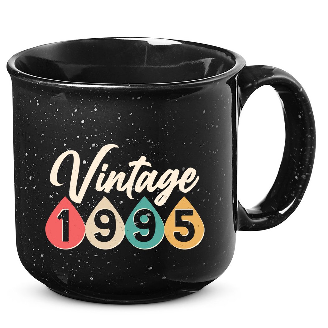 Vintage 1995 30th Birthday Retro Teardrop Design 15oz Campfire Ceramic Mug