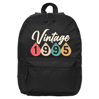 Vintage 1995 30th Birthday Retro Teardrop Design 16 in Basic Backpack