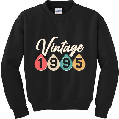 Vintage 1995 30th Birthday Retro Teardrop Design Kids Sweatshirt