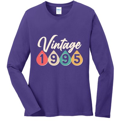 Vintage 1995 30th Birthday Retro Teardrop Design Ladies Long Sleeve Shirt