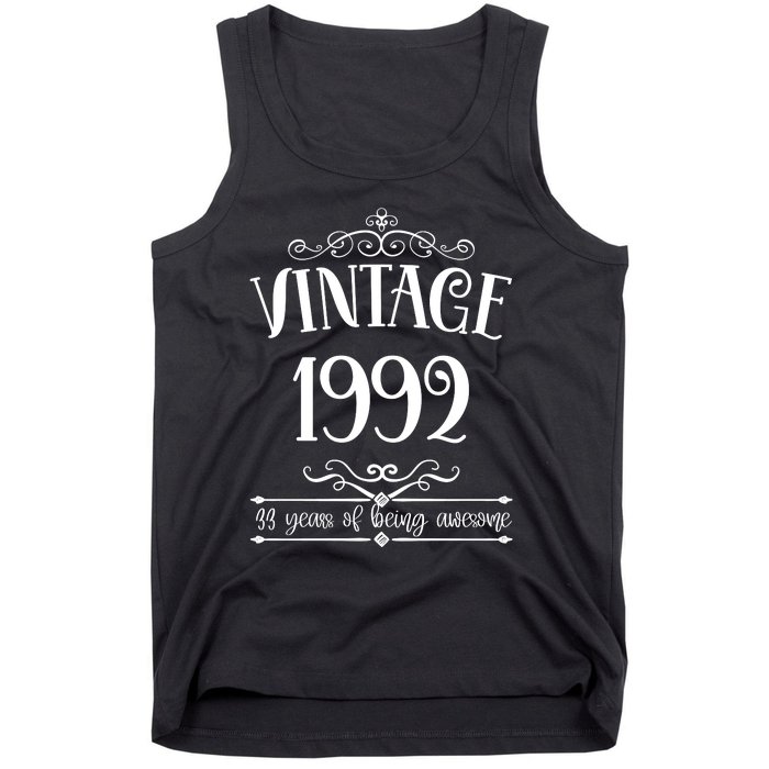 Vintage 1992 33 Years Of Being Awesome 33rd Birthday Tank Top