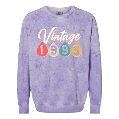 Vintage 1993 30th Birthday Retro Teardrop Design Colorblast Crewneck Sweatshirt