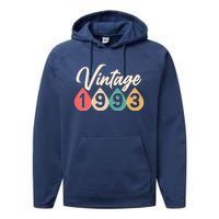 Vintage 1993 30th Birthday Retro Teardrop Design Performance Fleece Hoodie