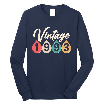 Vintage 1993 30th Birthday Retro Teardrop Design Long Sleeve Shirt