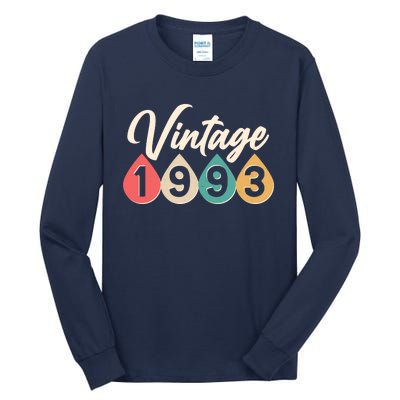 Vintage 1993 30th Birthday Retro Teardrop Design Tall Long Sleeve T-Shirt