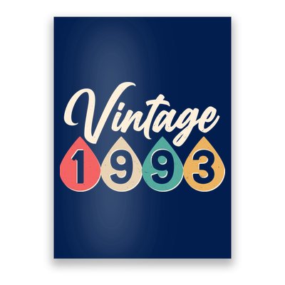 Vintage 1993 30th Birthday Retro Teardrop Design Poster
