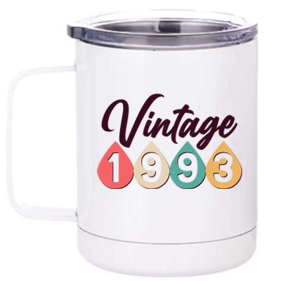 Vintage 1993 30th Birthday Retro Teardrop Design 12 oz Stainless Steel Tumbler Cup