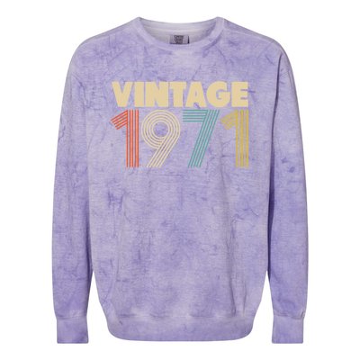 Vintage 1971 47th Birthday Colorblast Crewneck Sweatshirt