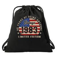 Vintage 1983 40 Years Of Being Awesome Gifts 40th Birthday Drawstring Bag