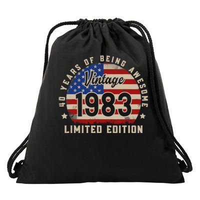 Vintage 1983 40 Years Of Being Awesome Gifts 40th Birthday Drawstring Bag