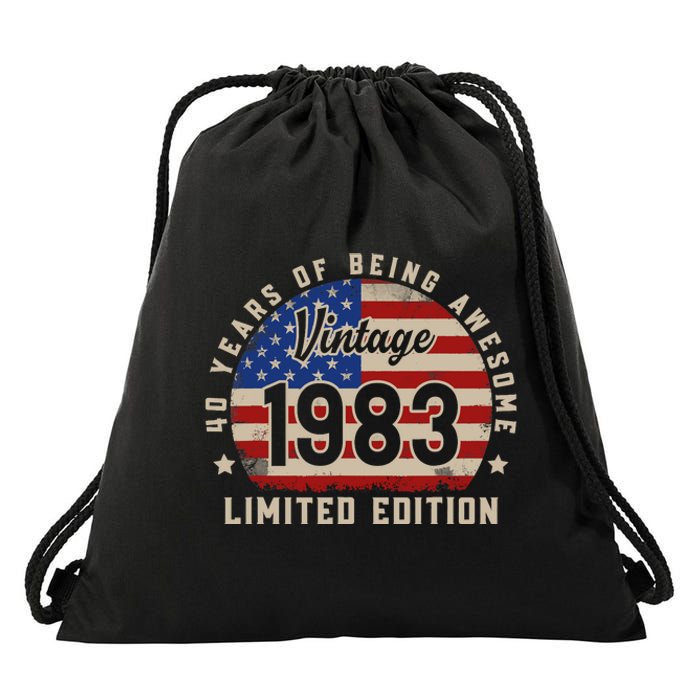 Vintage 1983 40 Years Of Being Awesome Gifts 40th Birthday Drawstring Bag