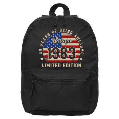 Vintage 1983 40 Years Of Being Awesome Gifts 40th Birthday 16 in Basic Backpack