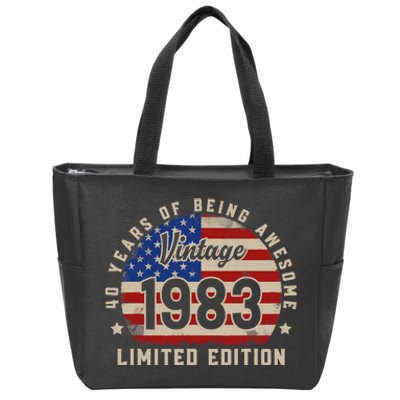 Vintage 1983 40 Years Of Being Awesome Gifts 40th Birthday Zip Tote Bag