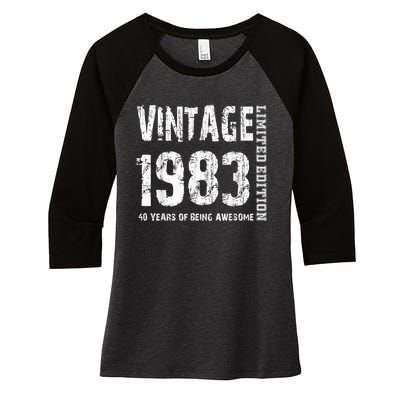 Vintage 1983 40 Years Of Being Awesome 40th Birthday Women's Tri-Blend 3/4-Sleeve Raglan Shirt