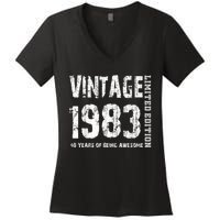 Vintage 1983 40 Years Of Being Awesome 40th Birthday Women's V-Neck T-Shirt