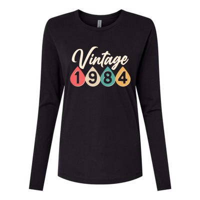 Vintage 1984 40th Birthday Retro Teardrop Design Womens Cotton Relaxed Long Sleeve T-Shirt