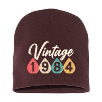 Vintage 1984 40th Birthday Retro Teardrop Design Short Acrylic Beanie