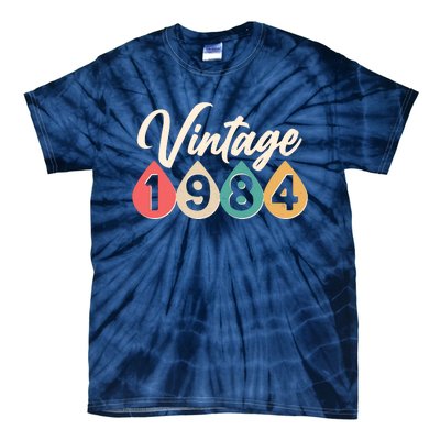 Vintage 1984 40th Birthday Retro Teardrop Design Tie-Dye T-Shirt