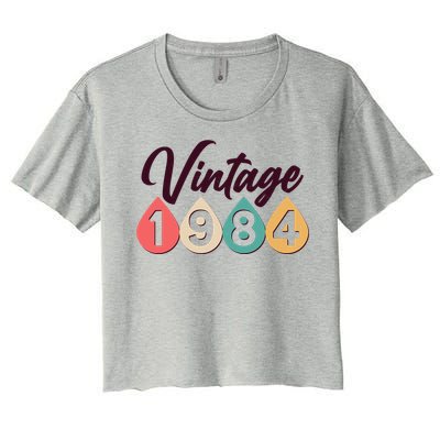 Vintage 1984 40th Birthday Retro Teardrop Design Women's Crop Top Tee