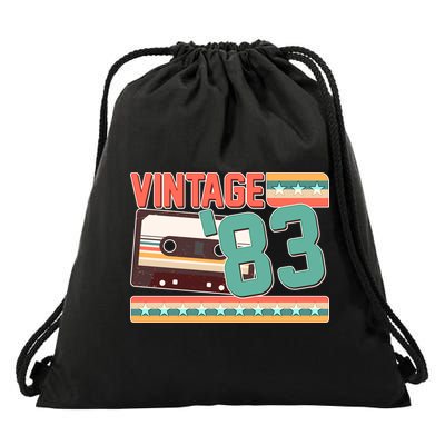 Vintage 1983 40th Birthday Cassette Tape Drawstring Bag