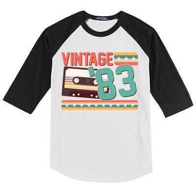 Vintage 1983 40th Birthday Cassette Tape Kids Colorblock Raglan Jersey