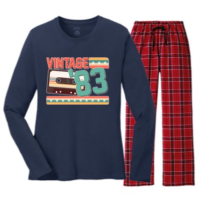 Vintage 1983 40th Birthday Cassette Tape Women's Long Sleeve Flannel Pajama Set 