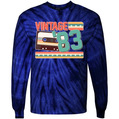 Vintage 1983 40th Birthday Cassette Tape Tie-Dye Long Sleeve Shirt