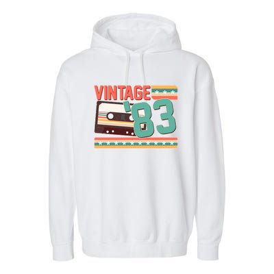 Vintage 1983 40th Birthday Cassette Tape Garment-Dyed Fleece Hoodie