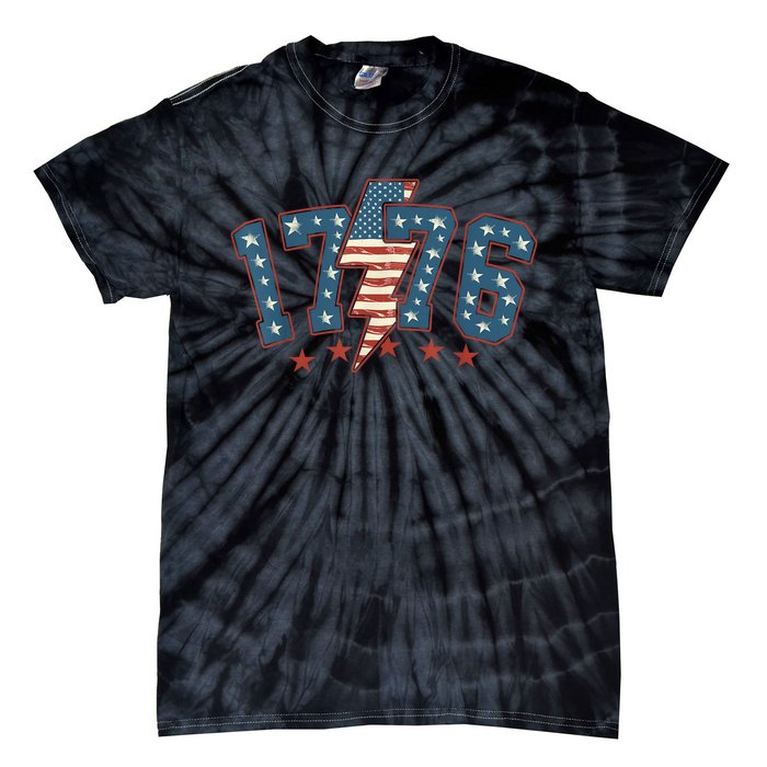 Vintage 1776 4th Of July American Usa Flag Women Gift Tie-Dye T-Shirt