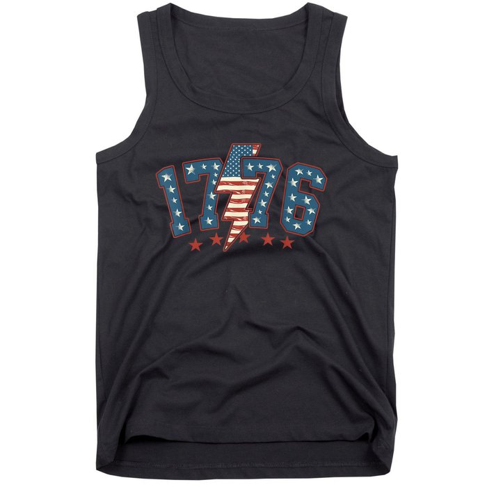 Vintage 1776 4th Of July American Usa Flag Women Gift Tank Top