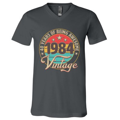 Vintage 1984 40 Years Of Being Awesome V-Neck T-Shirt