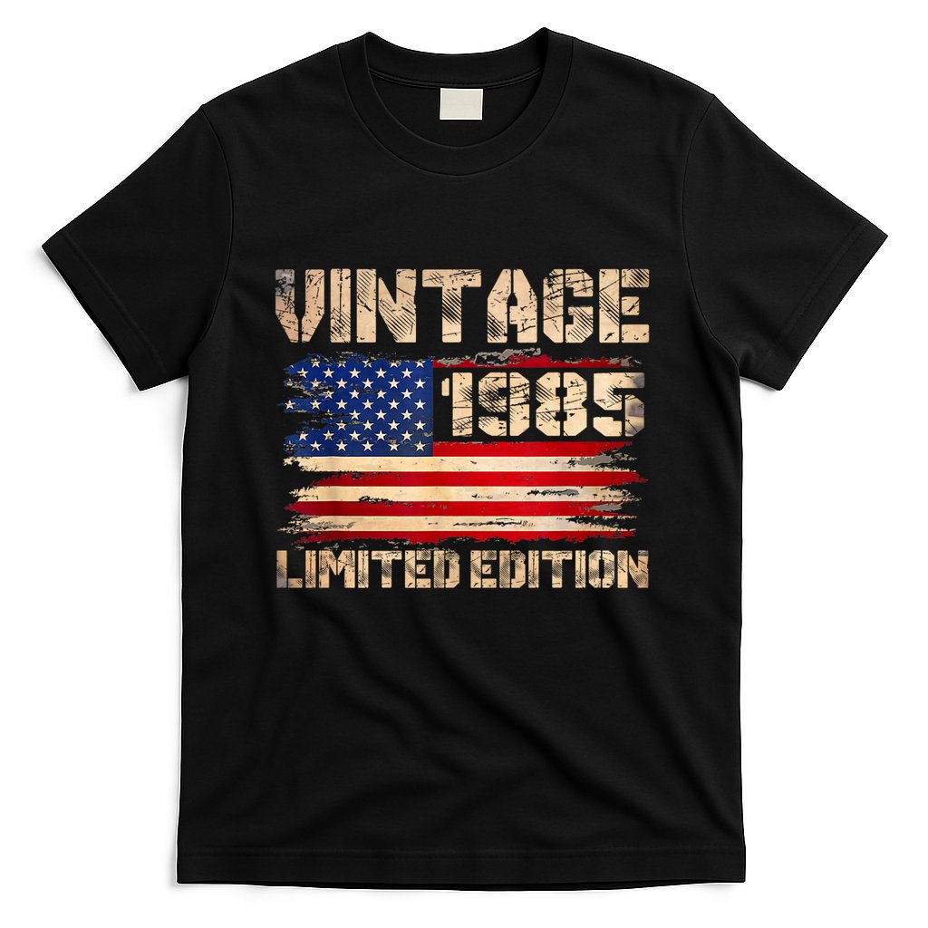 Vintage 1985 40th Birthday Gifts 40 Year Old American Flag T-Shirt