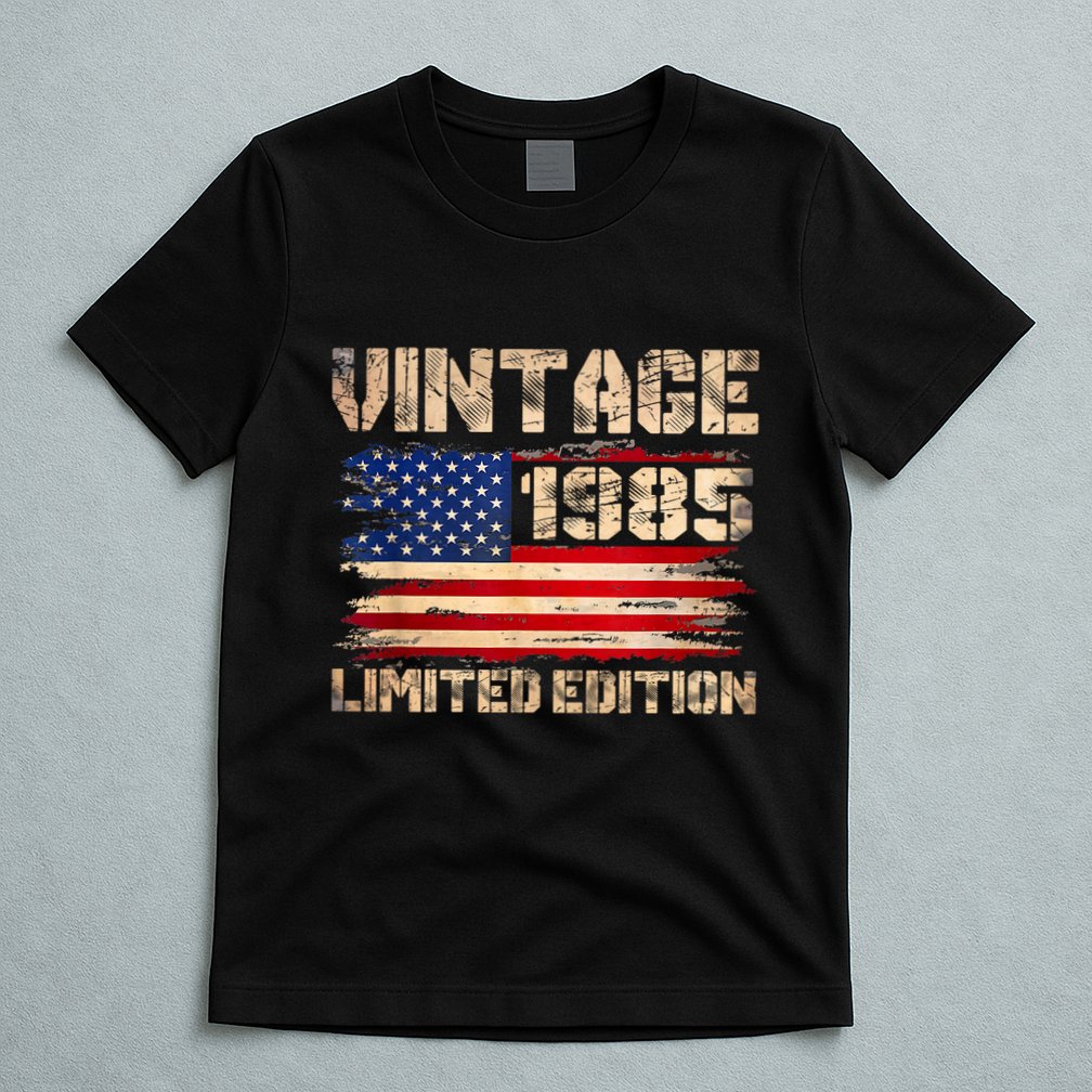 Vintage 1985 40th Birthday Gifts 40 Year Old American Flag T-Shirt