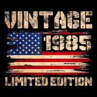 Vintage 1985 40th Birthday Gifts 40 Year Old American Flag T-Shirt