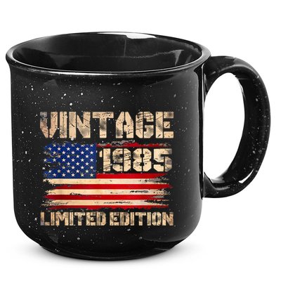 Vintage 1985 40th Birthday Gifts 40 Year Old American Flag 15oz Campfire Ceramic Mug