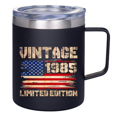 Vintage 1985 40th Birthday Gifts 40 Year Old American Flag 12oz Stainless Steel Coffee Mug