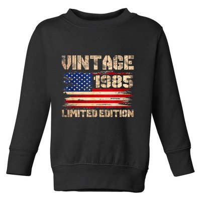 Vintage 1985 40th Birthday Gifts 40 Year Old American Flag Toddler Sweatshirt