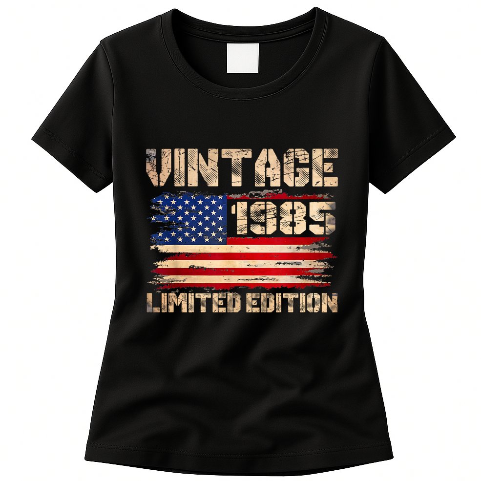 Vintage 1985 40th Birthday Gifts 40 Year Old American Flag Womens T-Shirt