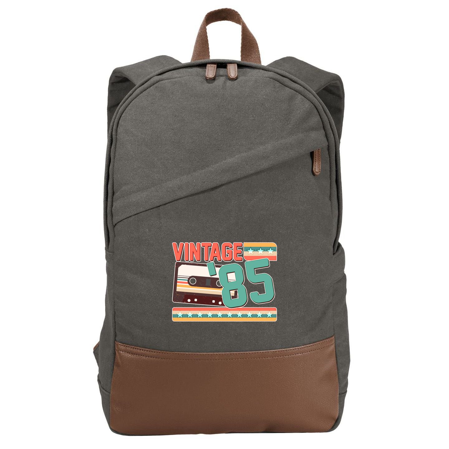 Vintage 1985 40th Birthday Cassette Tape Cotton Canvas Backpack