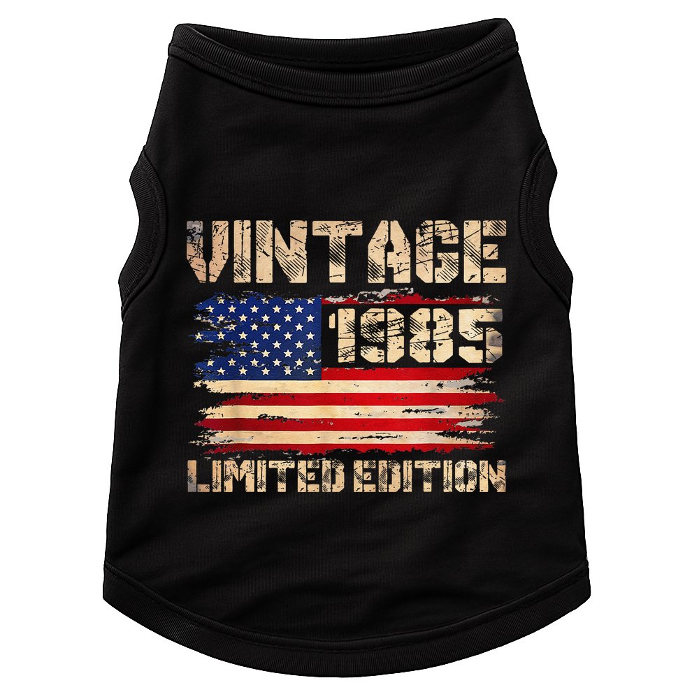 Vintage 1985 40th Birthday Gifts 40 Year Old American Flag Gift Doggie Tank