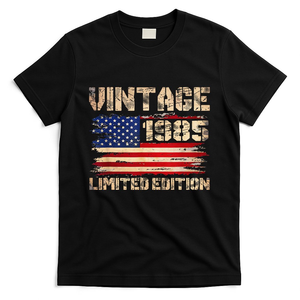Vintage 1985 40th Birthday Gifts 40 Year Old American Flag Gift T-Shirt