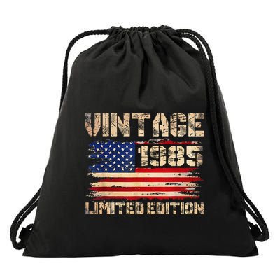 Vintage 1985 40th Birthday Gifts 40 Year Old American Flag Gift Drawstring Bag
