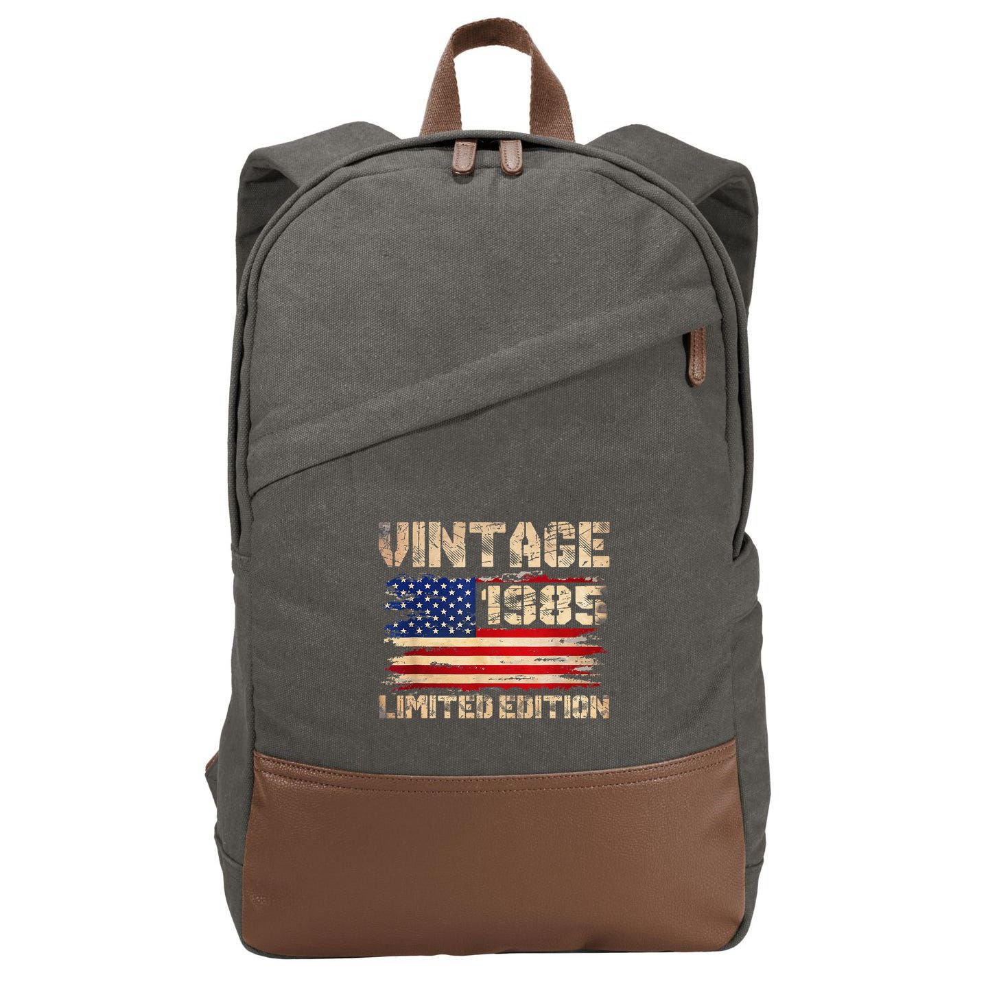 Vintage 1985 40th Birthday Gifts 40 Year Old American Flag Gift Cotton Canvas Backpack