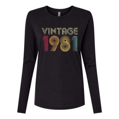 Vintage 1981 42nd Birthday Gift Retro  Wo 42 Years Old Womens Cotton Relaxed Long Sleeve T-Shirt