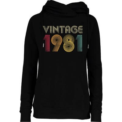 Vintage 1981 42nd Birthday Gift Retro  Wo 42 Years Old Womens Funnel Neck Pullover Hood