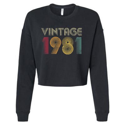 Vintage 1981 42nd Birthday Gift Retro  Wo 42 Years Old Cropped Pullover Crew