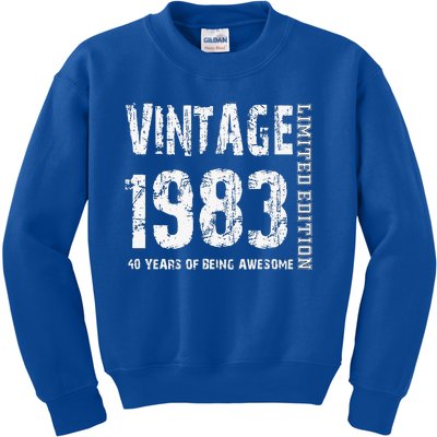 Vintage 1983 40 Years Of Being Awesome 40th Birthday Kids Sweatshirt