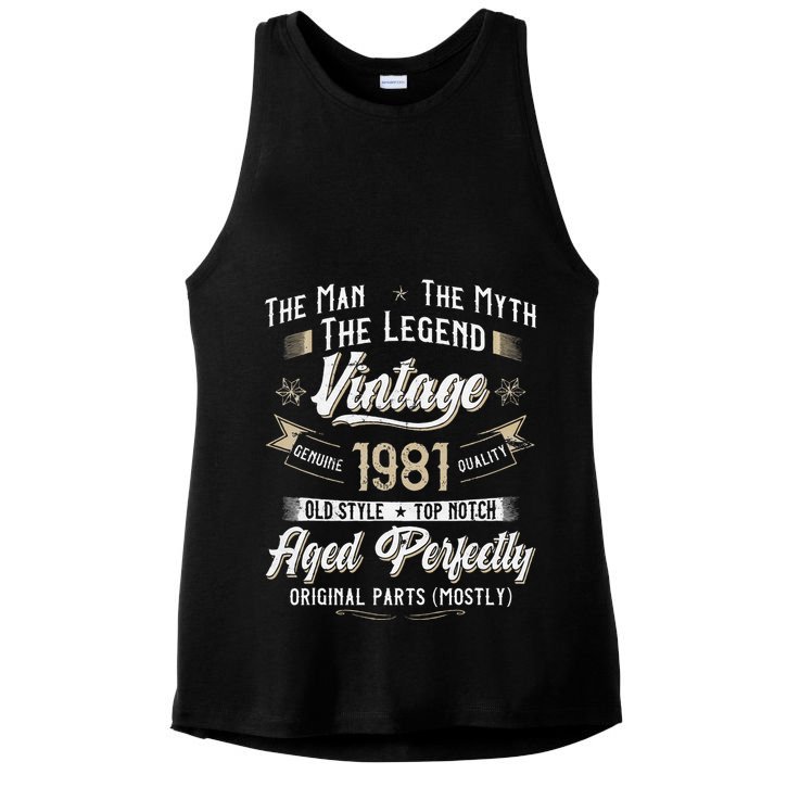 Vintage 1981 42nd Birthday Gift 42 Years Old Ladies PosiCharge Tri-Blend Wicking Tank