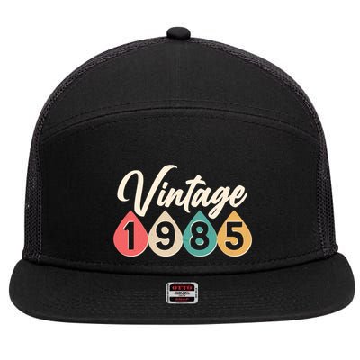 Vintage 1985 40th Birthday Retro Teardrop Design 7 Panel Mesh Trucker Snapback Hat